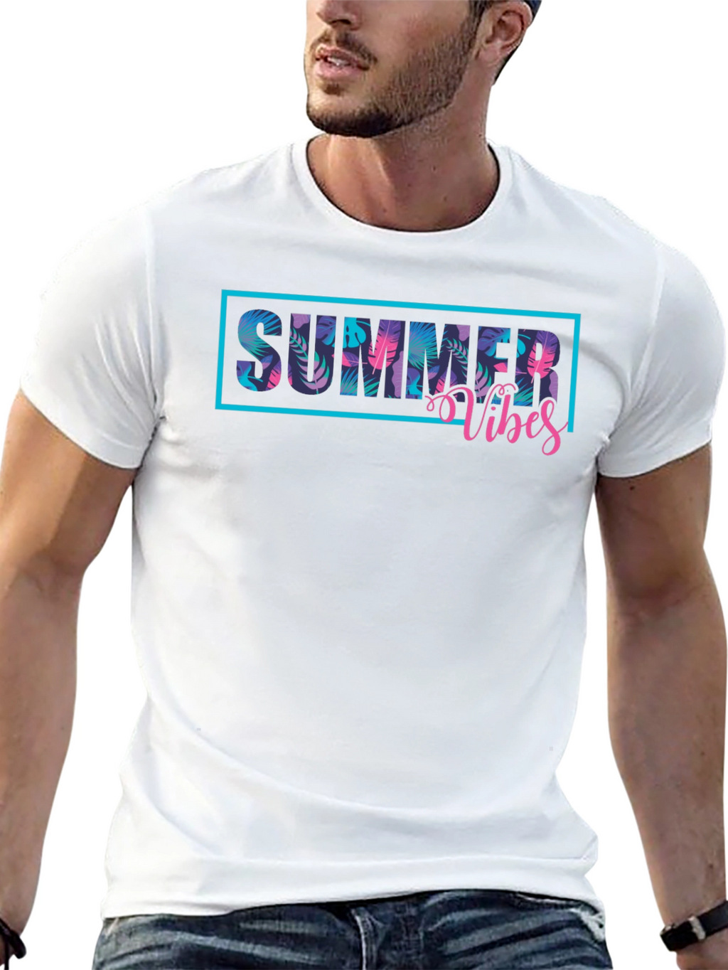 Summer Vibes Graphic Print Black T-Shirt