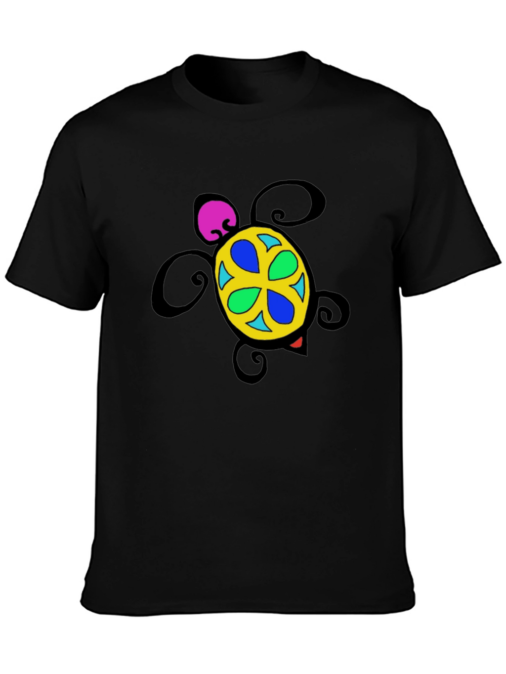 Turtle Graphic Tee - Black Cotton Blend