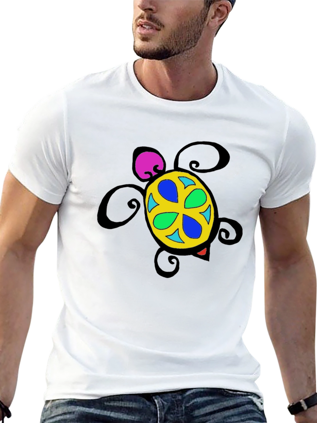 Turtle Graphic Tee - Black Cotton Blend