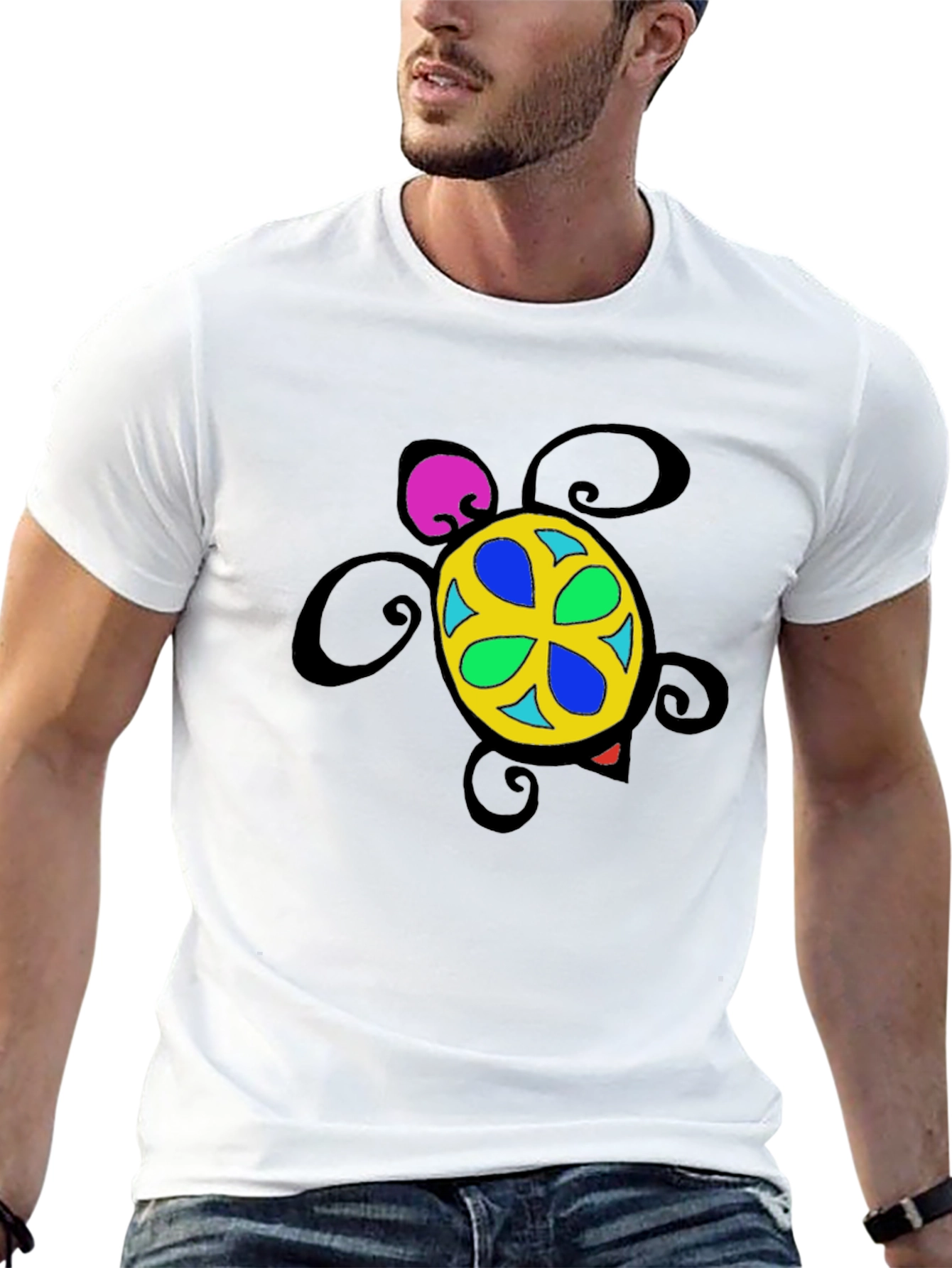 Turtle Graphic Tee - Black Cotton Blend