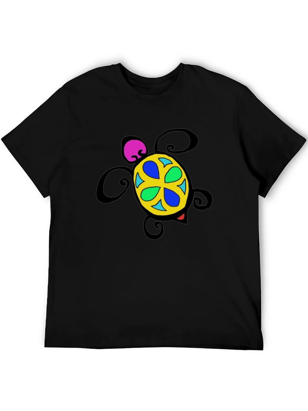 Turtle Graphic Tee - Black Cotton Blend