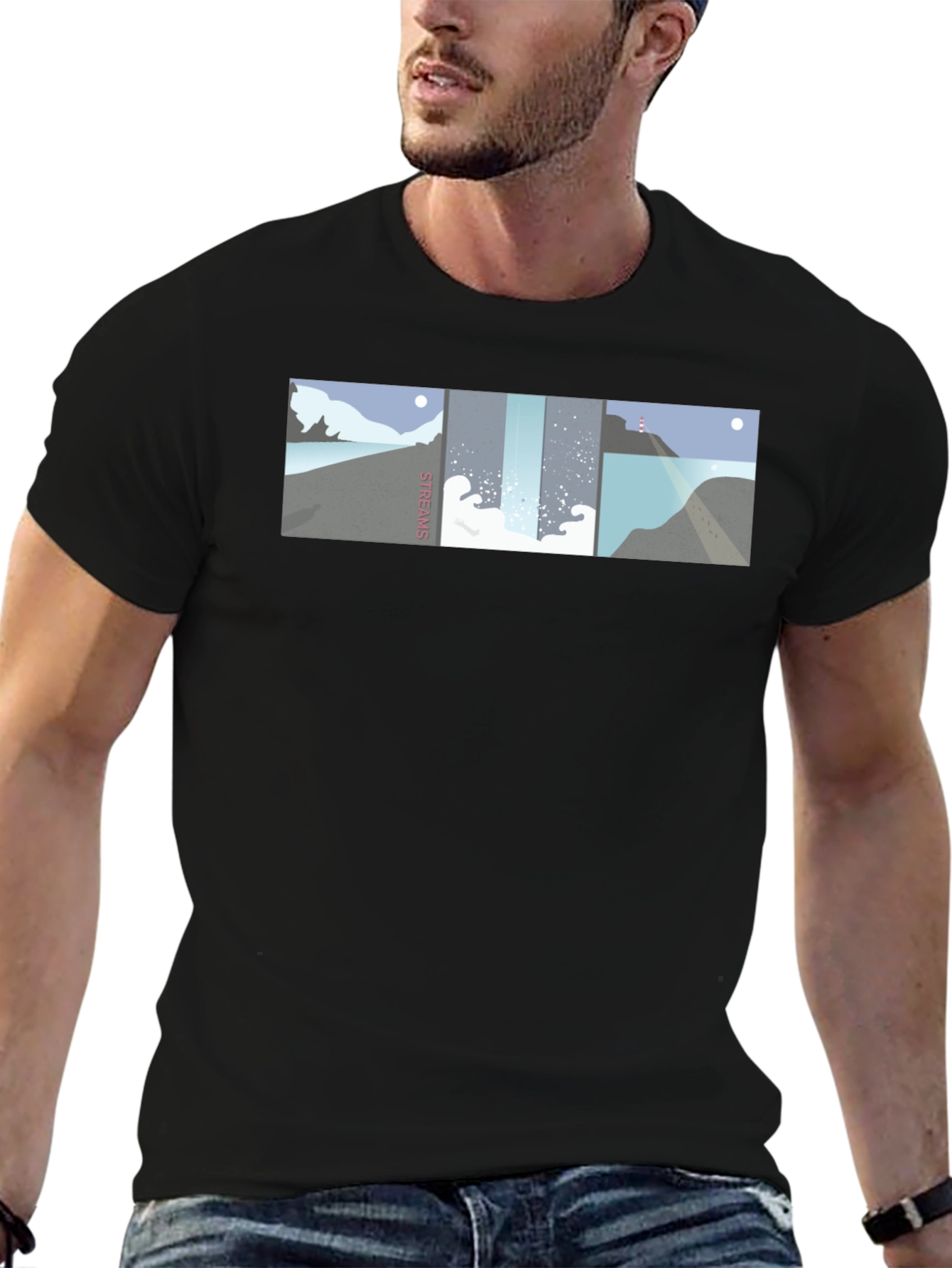 Streams Graphic Tee - Modern Coastal Landscape Design
