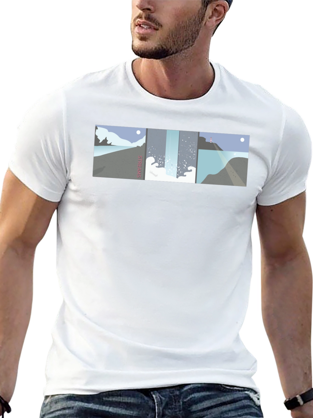 Streams Graphic Tee - Modern Coastal Landscape Design