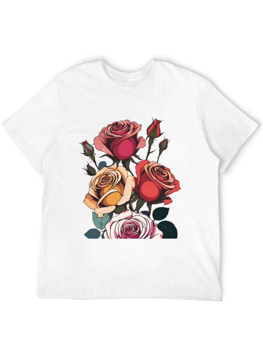 Floral Roses Graphic Tee - Classic Black