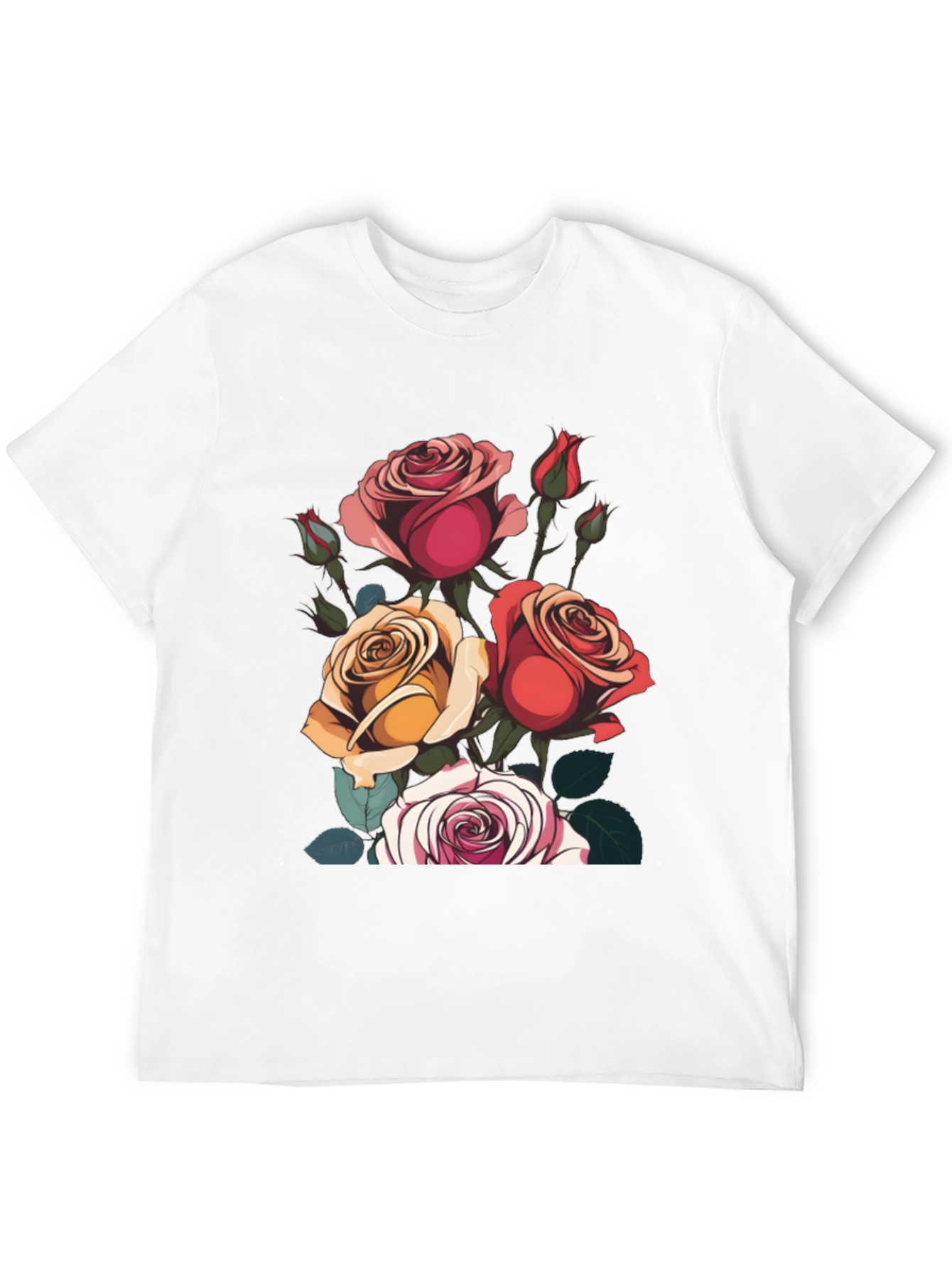 Floral Roses Graphic Tee - Classic Black