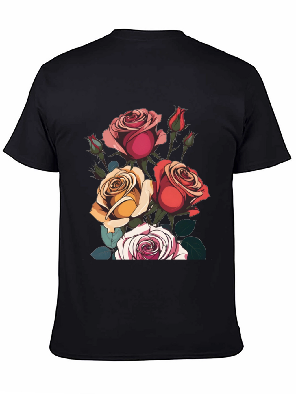 Floral Roses Graphic Tee - Classic Black