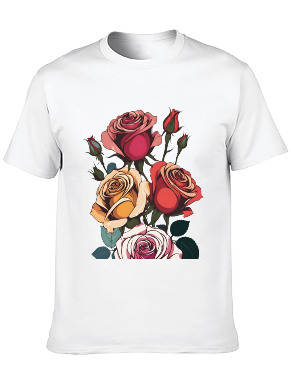 Floral Roses Graphic Tee - Classic Black