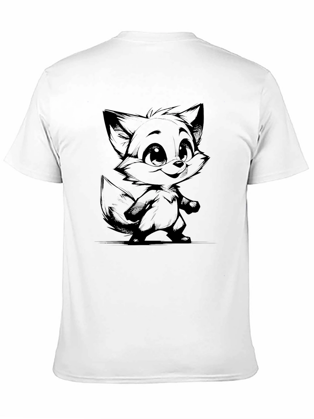 Cartoon Fox Graphic Tee - Unisex Black T-Shirt