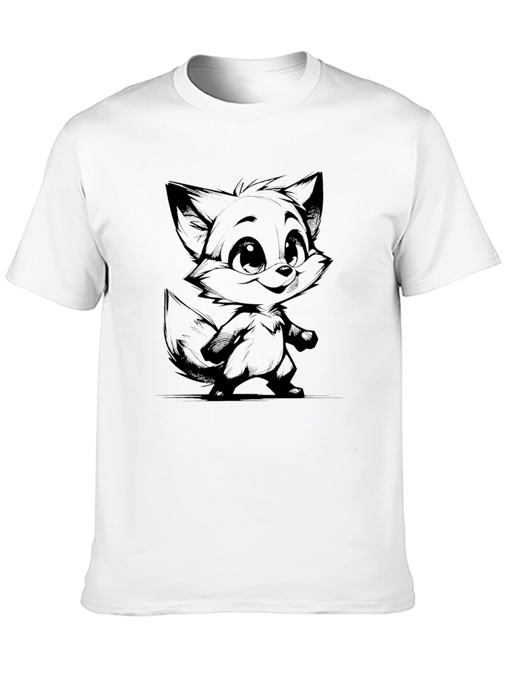 Cartoon Fox Graphic Tee - Unisex Black T-Shirt