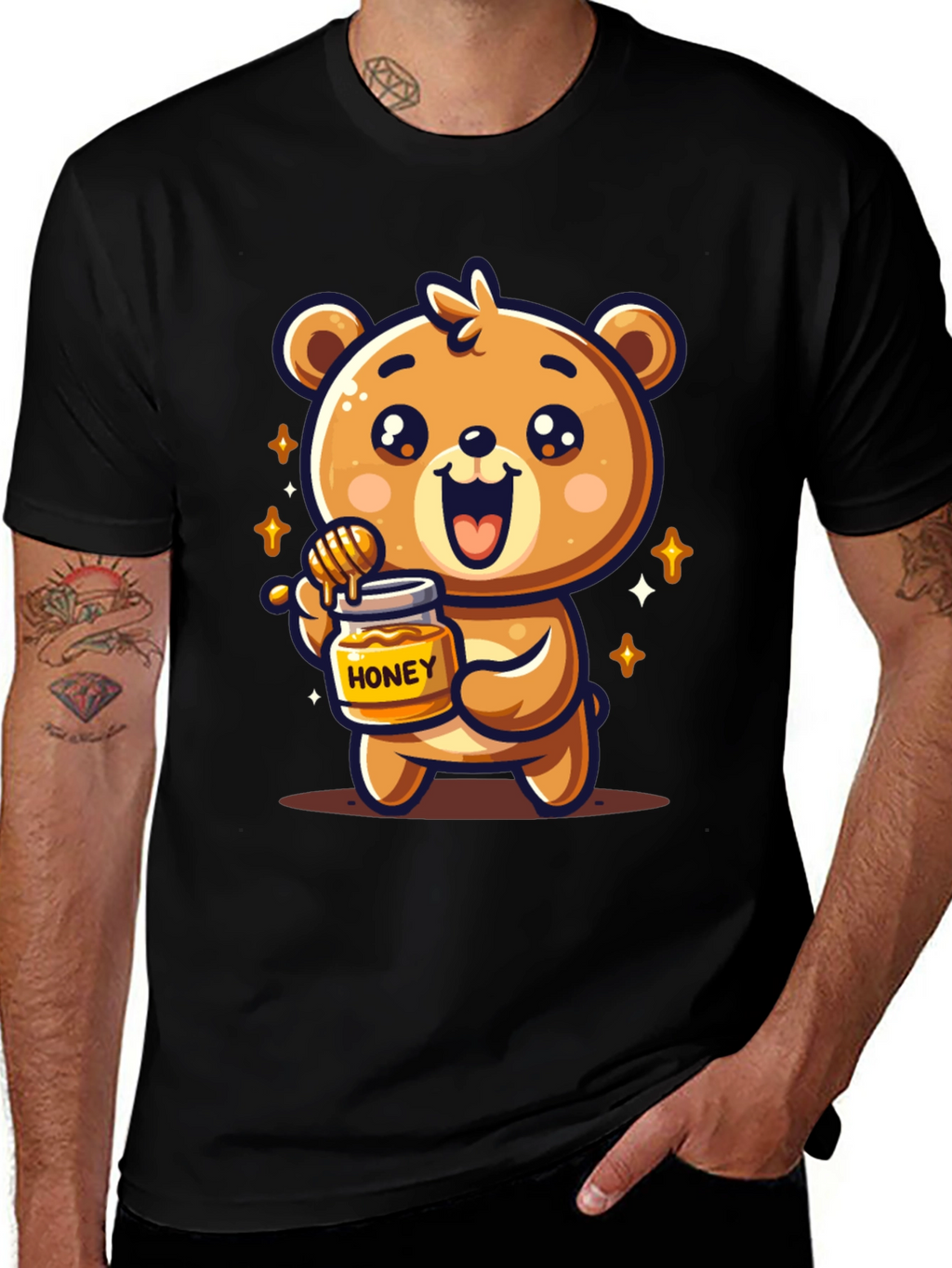 Cute Bear Honey Jar Graphic Tee