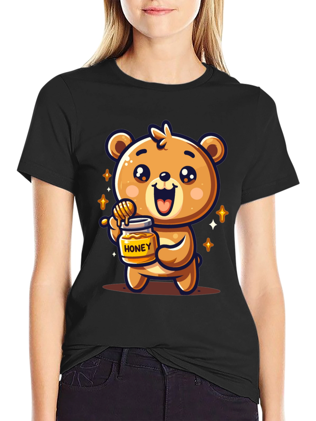 Cute Bear Honey Jar Graphic Tee