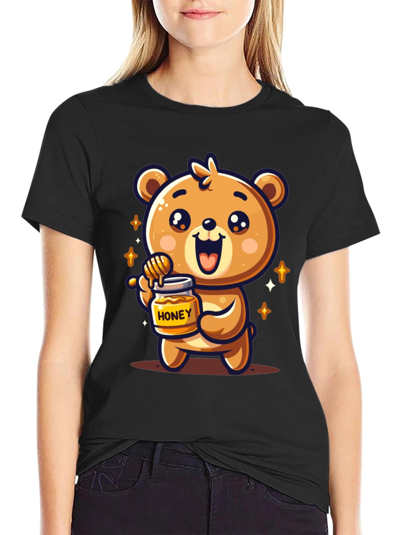 Cute Bear Honey Jar Graphic Tee