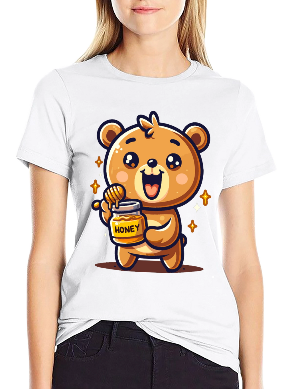 Cute Bear Honey Jar Graphic Tee