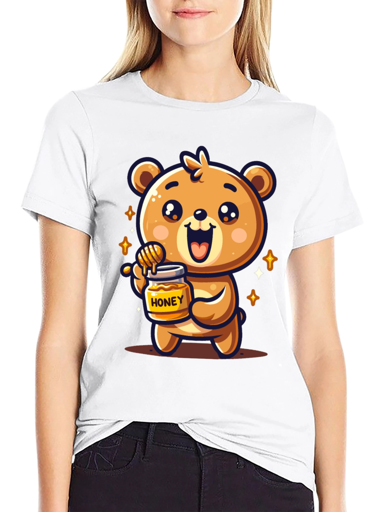 Cute Bear Honey Jar Graphic Tee