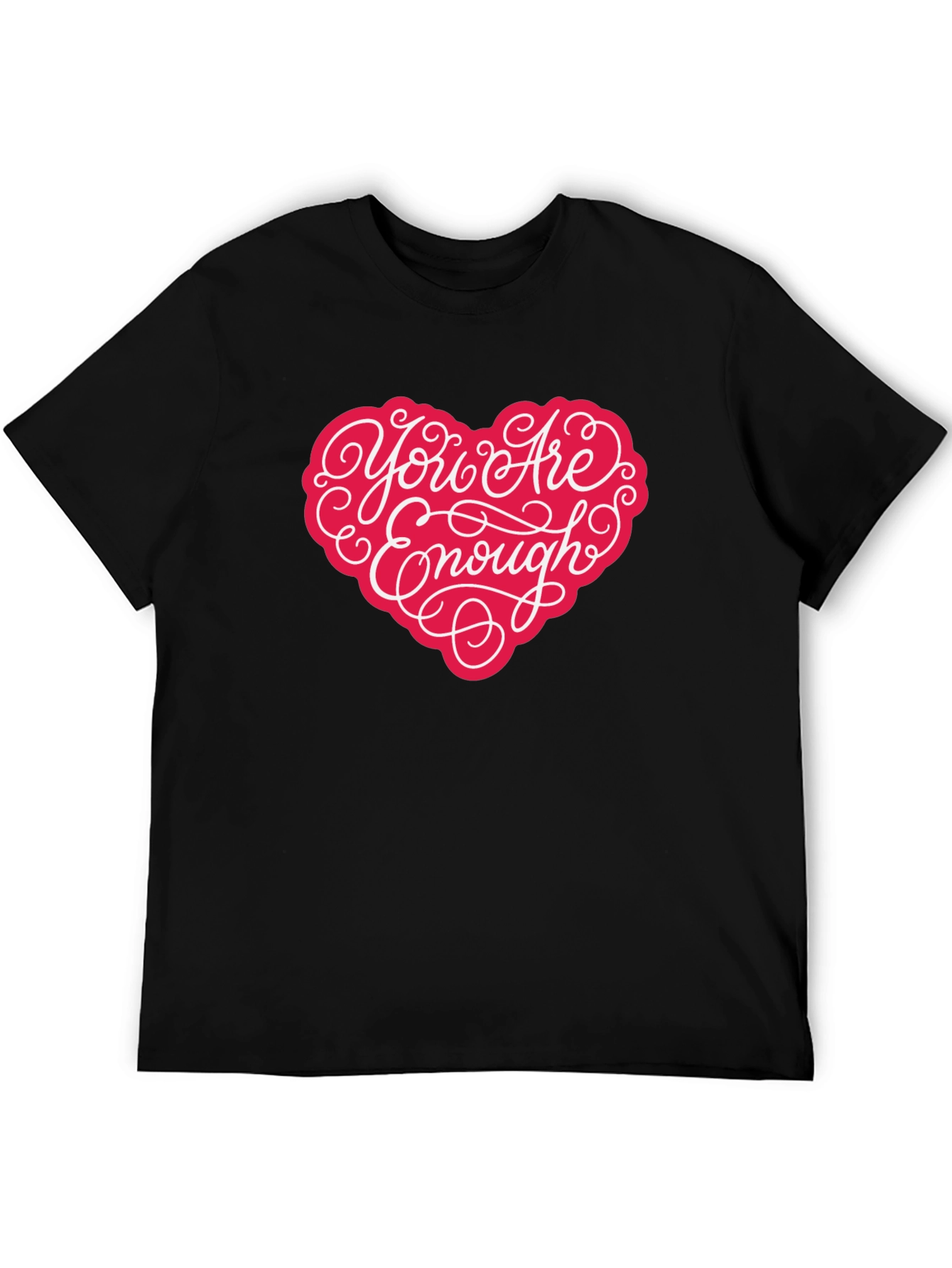 You Are Enough Heart Graphic T-Shirt - Black