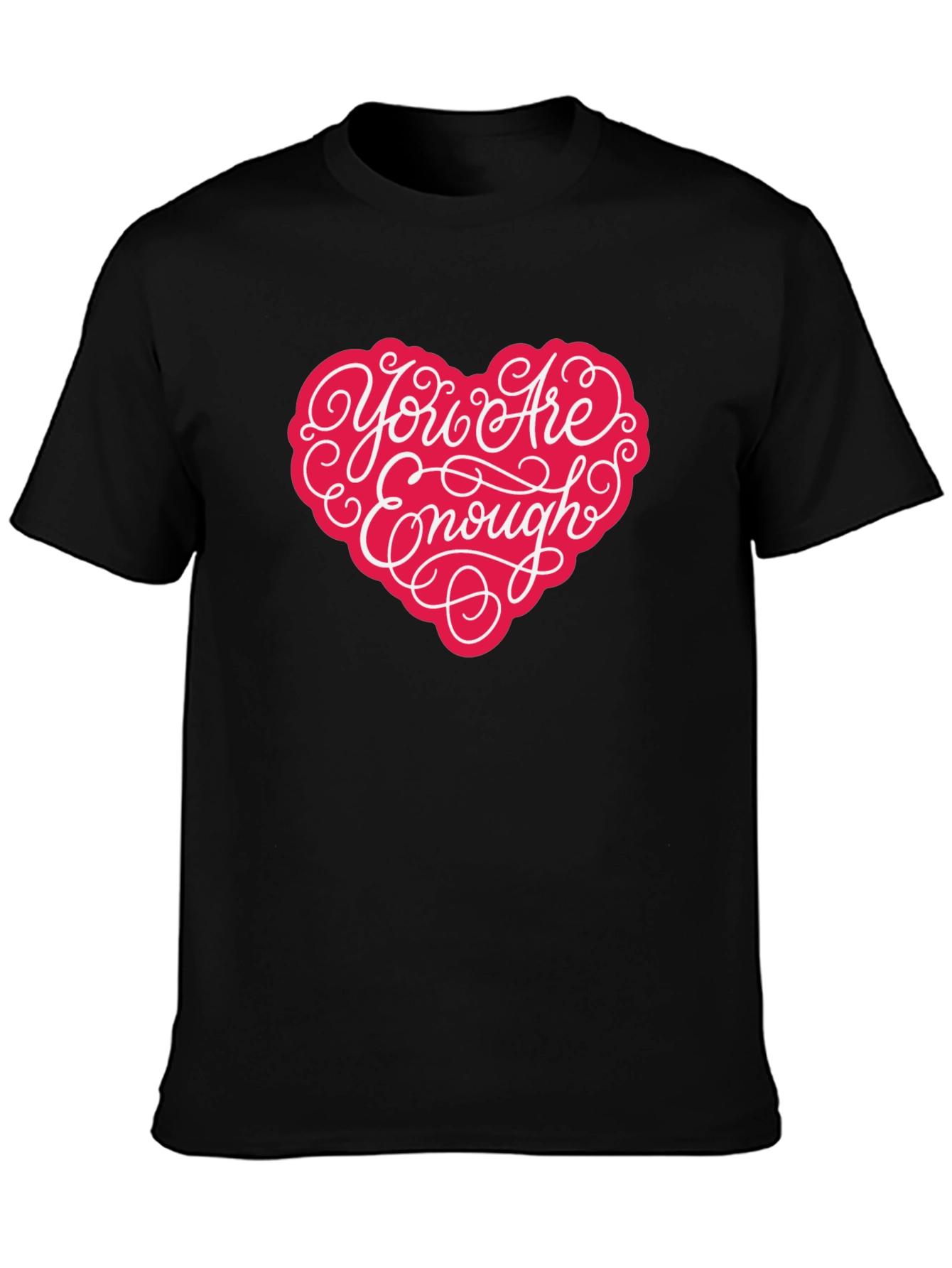 You Are Enough Heart Graphic T-Shirt - Black