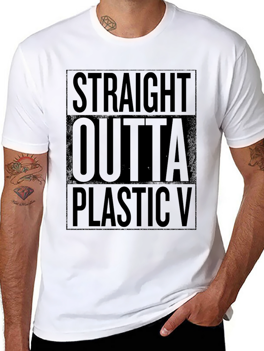 Straight Outta Plastic Black T-Shirt