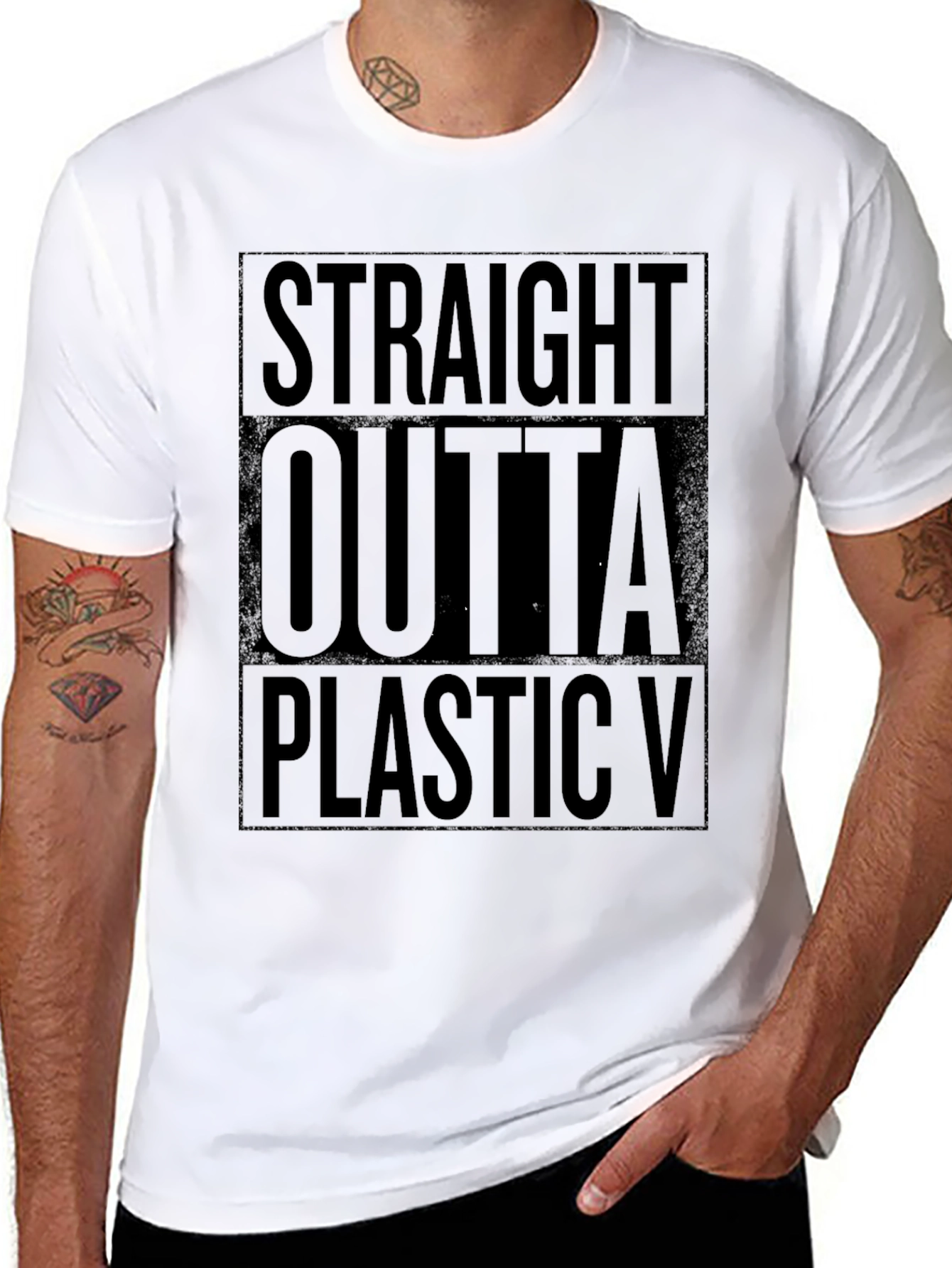 Straight Outta Plastic Black T-Shirt