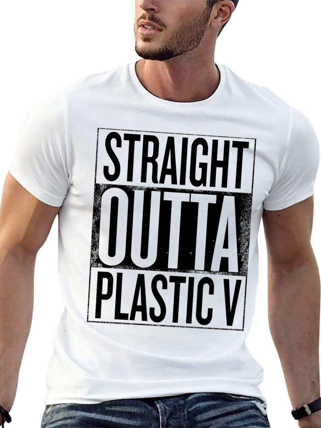 Straight Outta Plastic Black T-Shirt