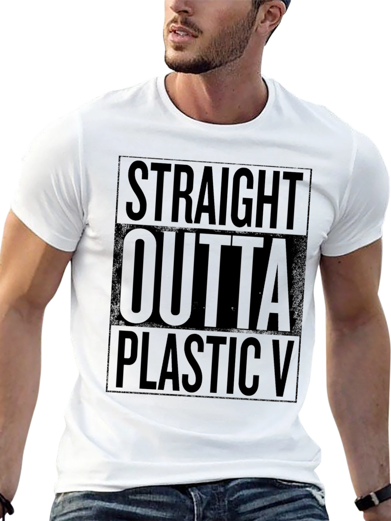 Straight Outta Plastic Black T-Shirt