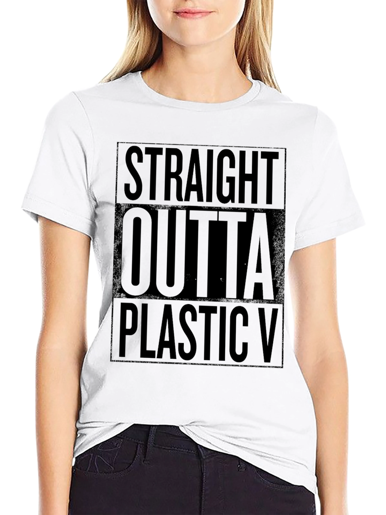 Straight Outta Plastic Black T-Shirt