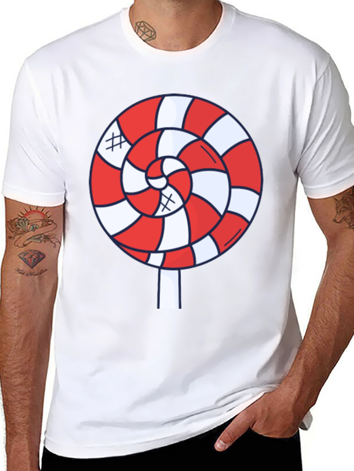 Candy Swirl Graphic Tee - Fun Black T-Shirt