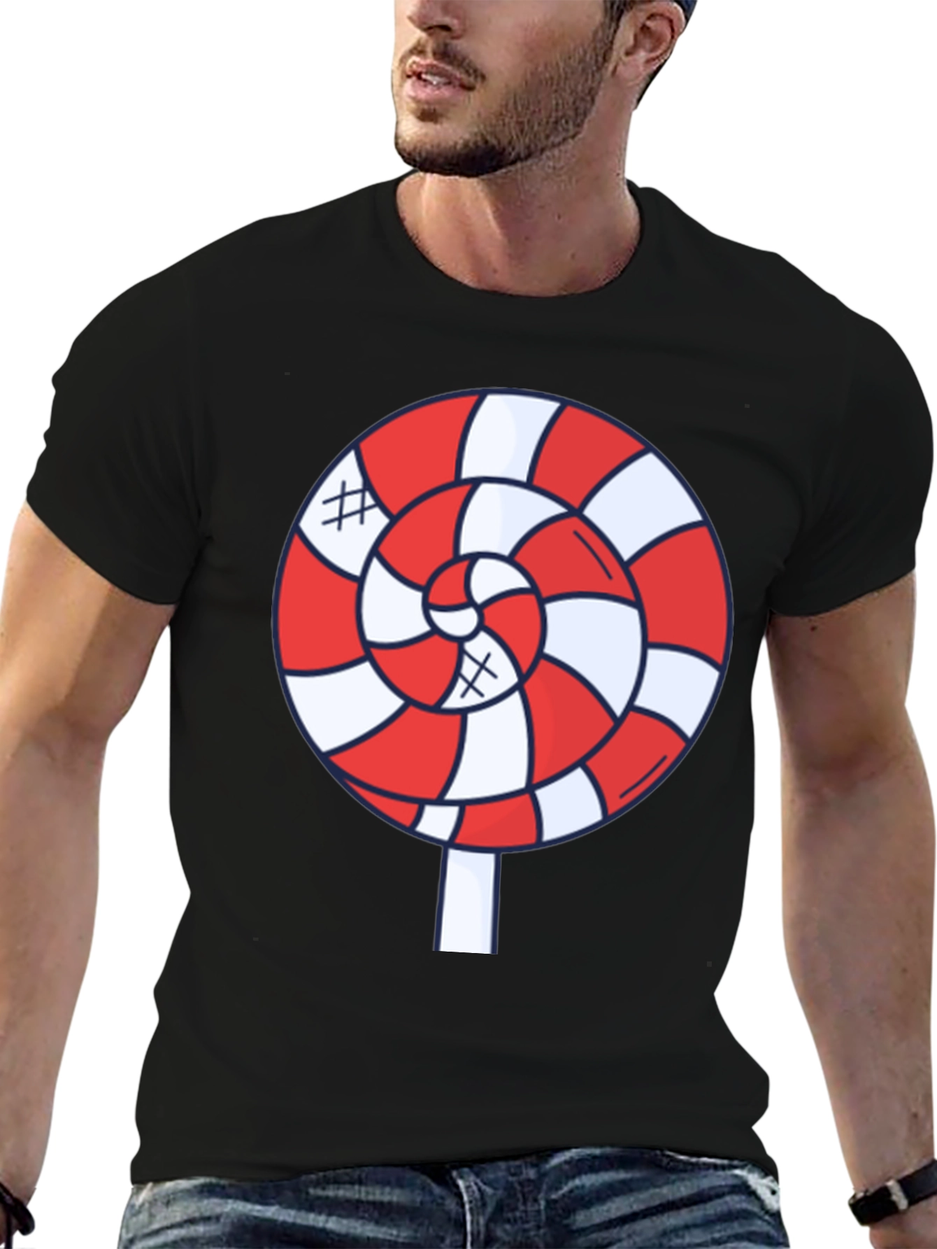 Candy Swirl Graphic Tee - Fun Black T-Shirt