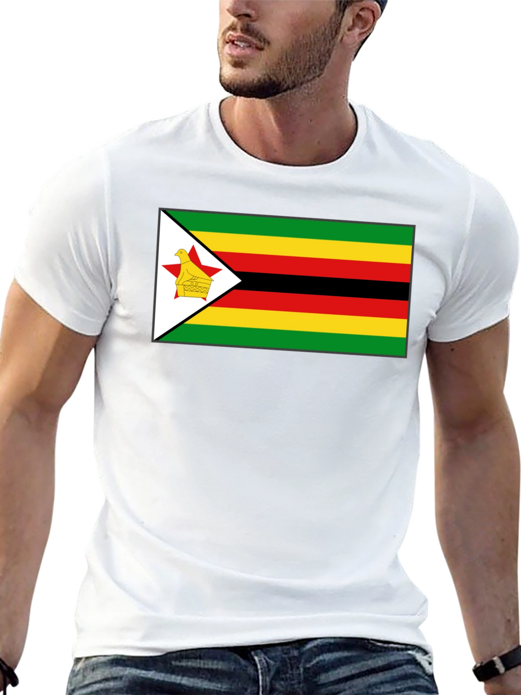 Zimbabwe Flag T-Shirt - Black Cotton Tee