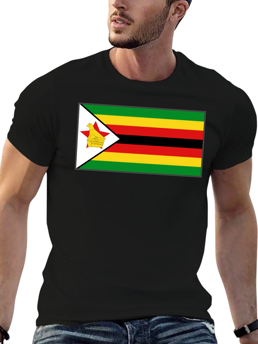 Zimbabwe Flag T-Shirt - Black Cotton Tee
