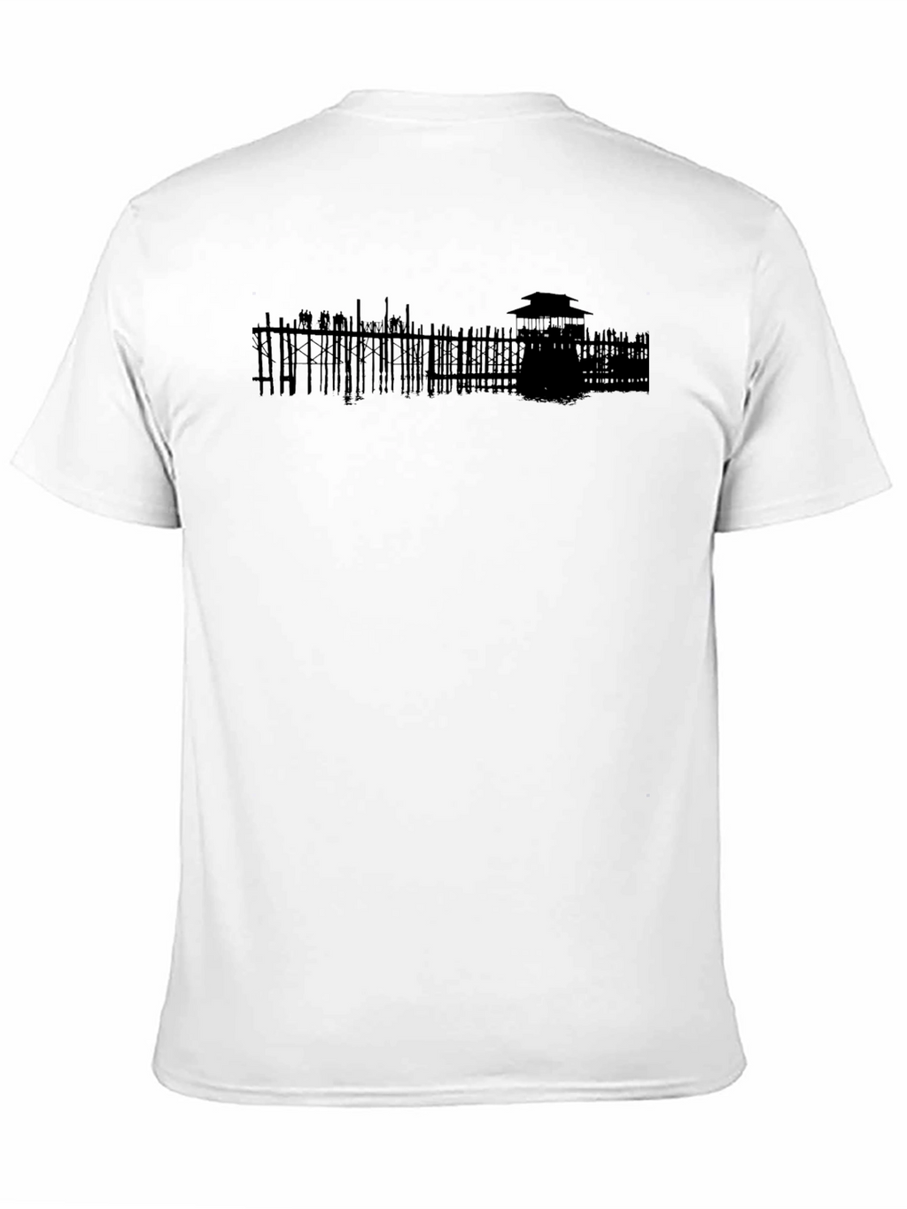 Mens Black T-Shirt with Architectural Silhouette Design