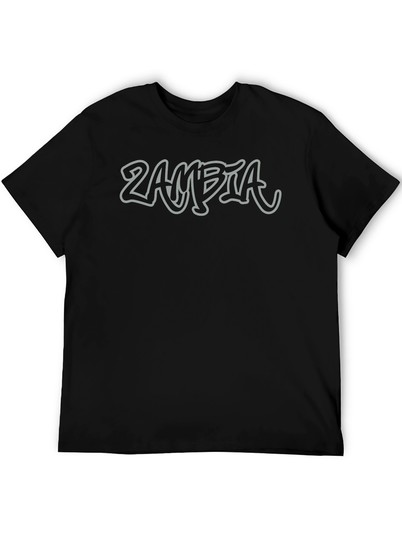 Zambia Tee - Black Graphic Print T-Shirt for Men