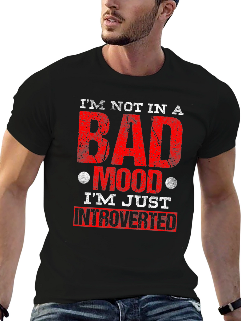 Introverted Mood T-Shirt - Black Graphic Tee