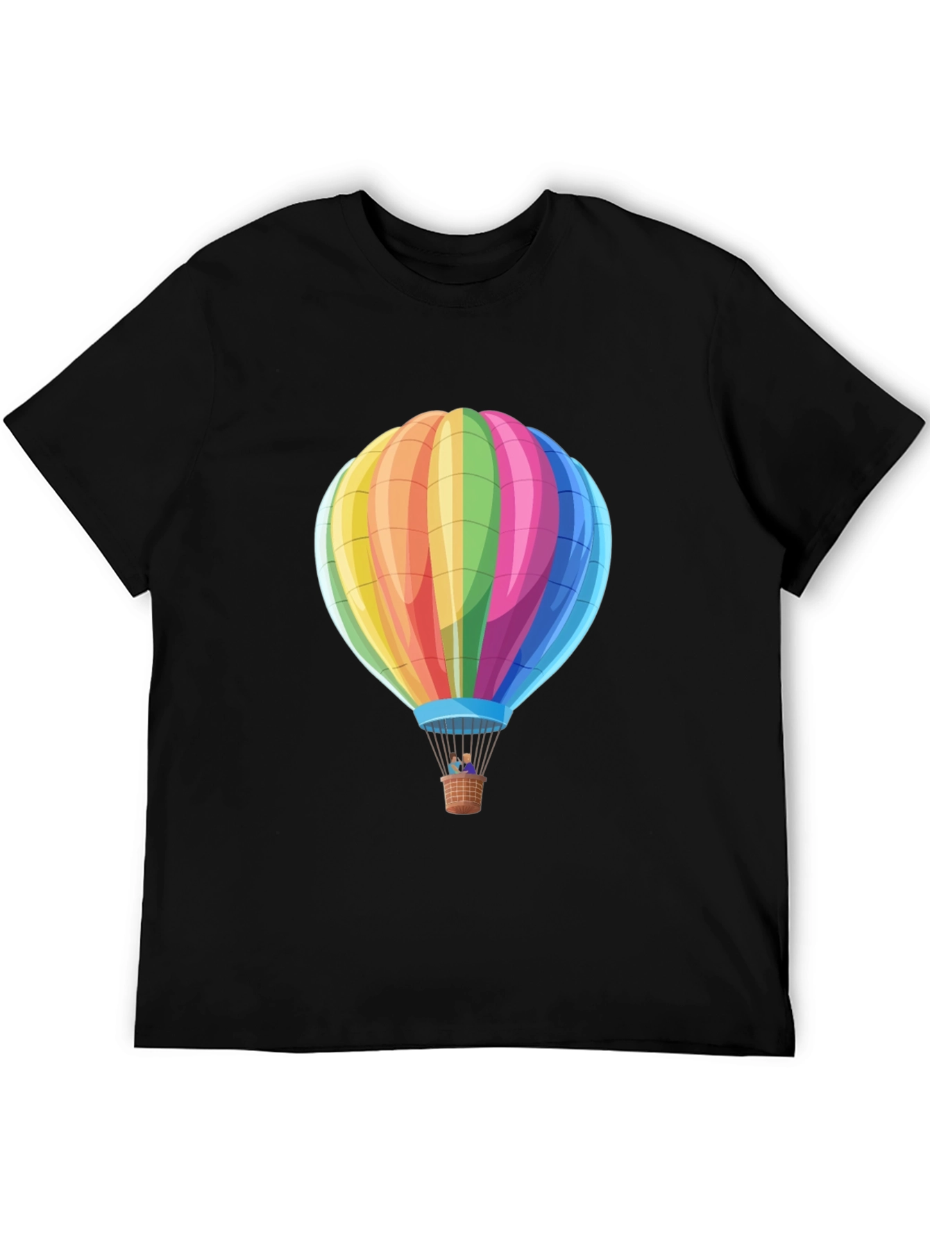 Rainbow Hot Air Balloon Graphic Tee - Black