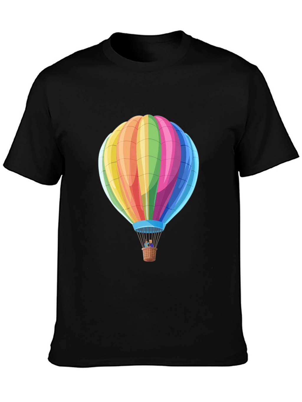 Rainbow Hot Air Balloon Graphic Tee - Black