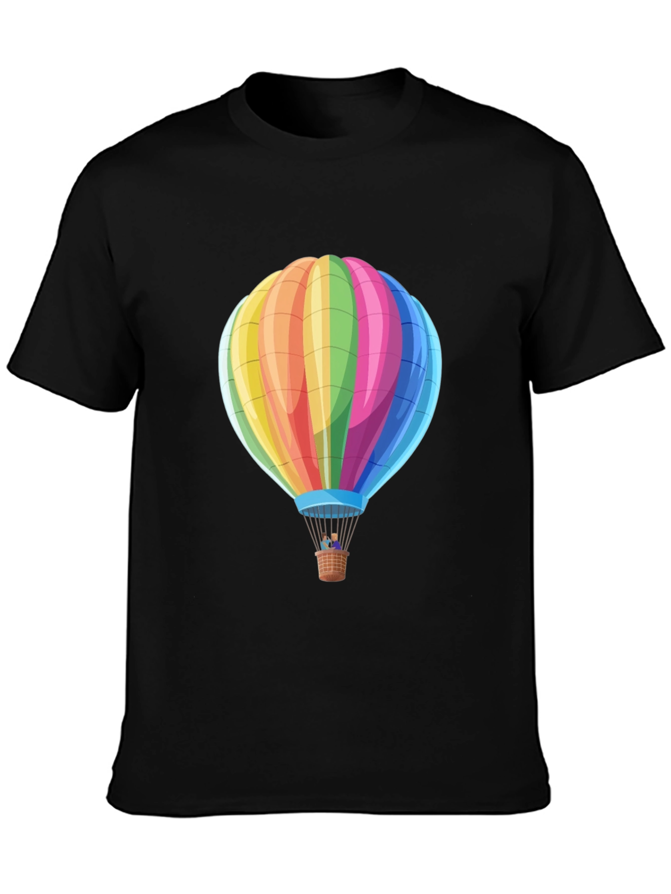 Rainbow Hot Air Balloon Graphic Tee - Black