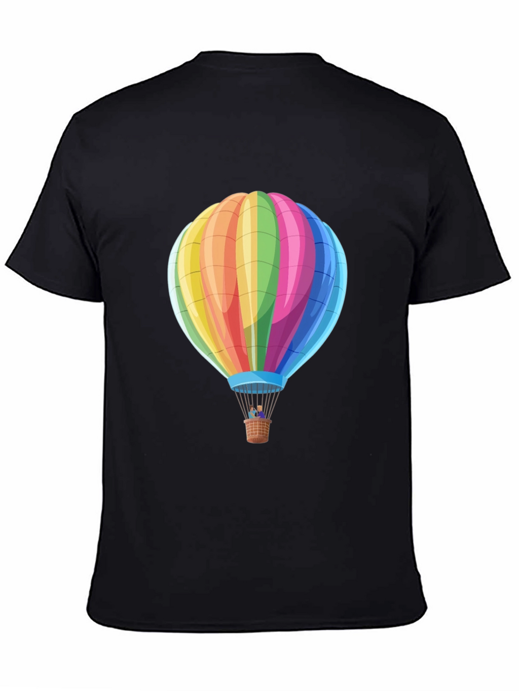 Rainbow Hot Air Balloon Graphic Tee - Black