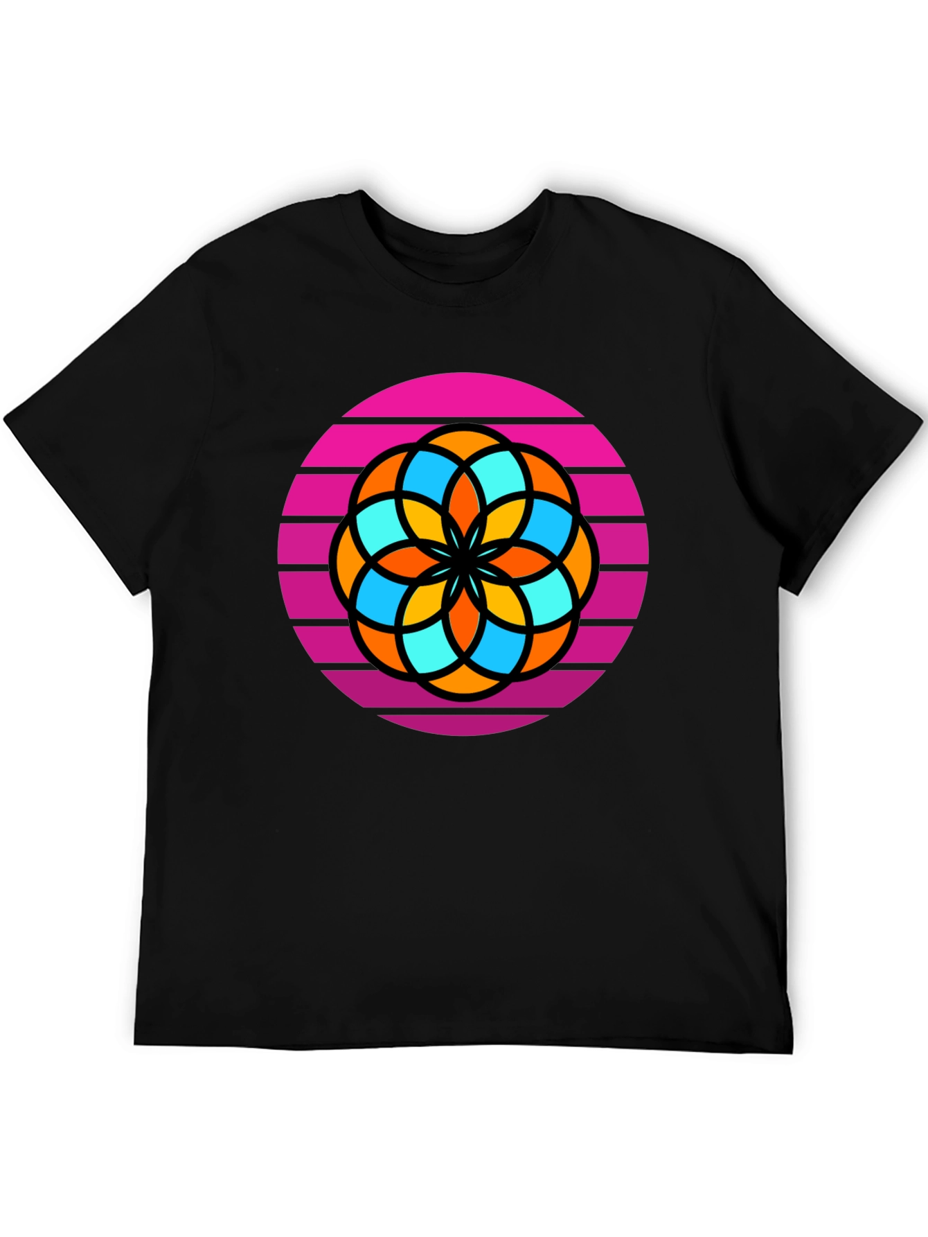 Retro Flower Graphic Tee - Mens Black T-Shirt