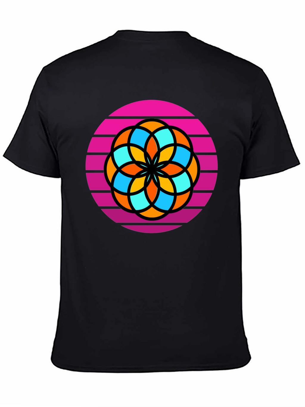 Retro Flower Graphic Tee - Mens Black T-Shirt