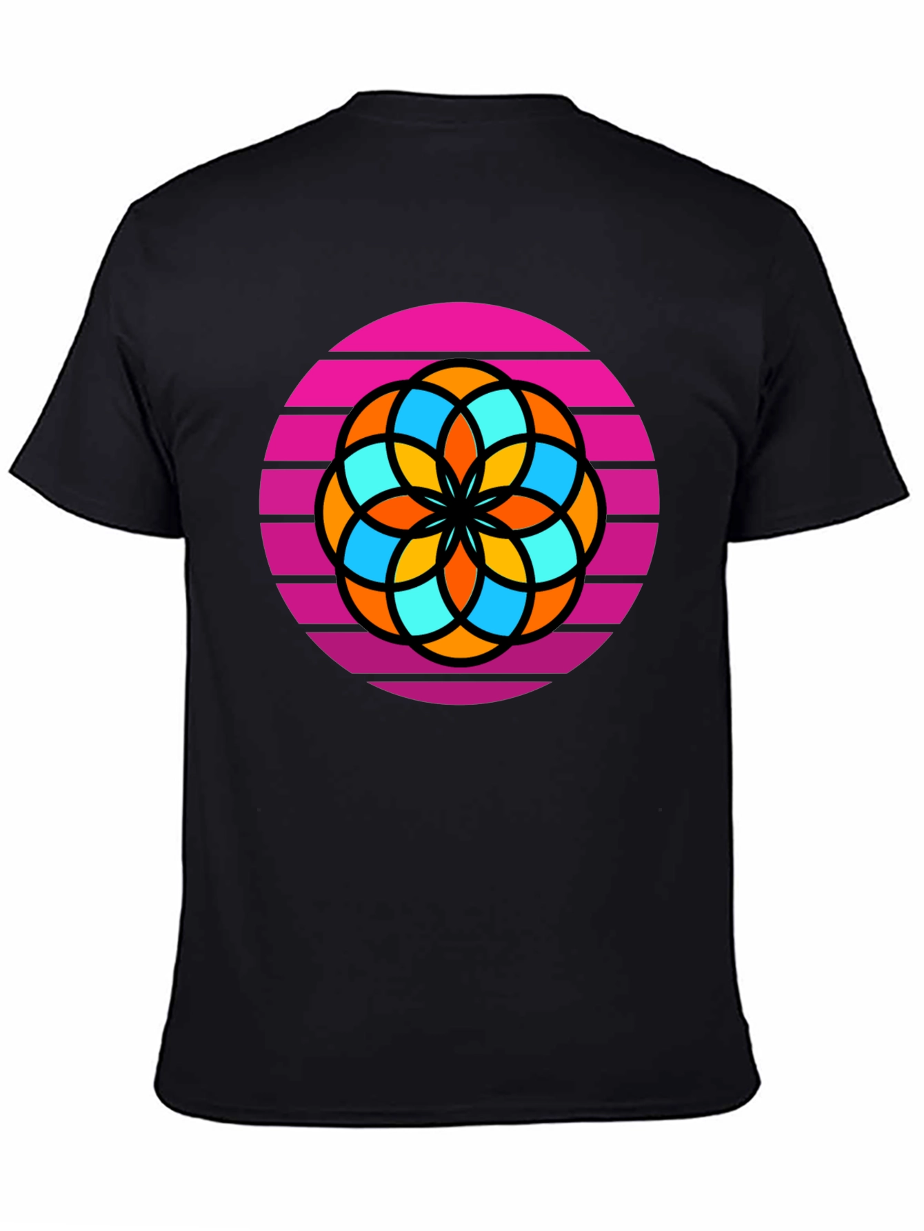 Retro Flower Graphic Tee - Mens Black T-Shirt