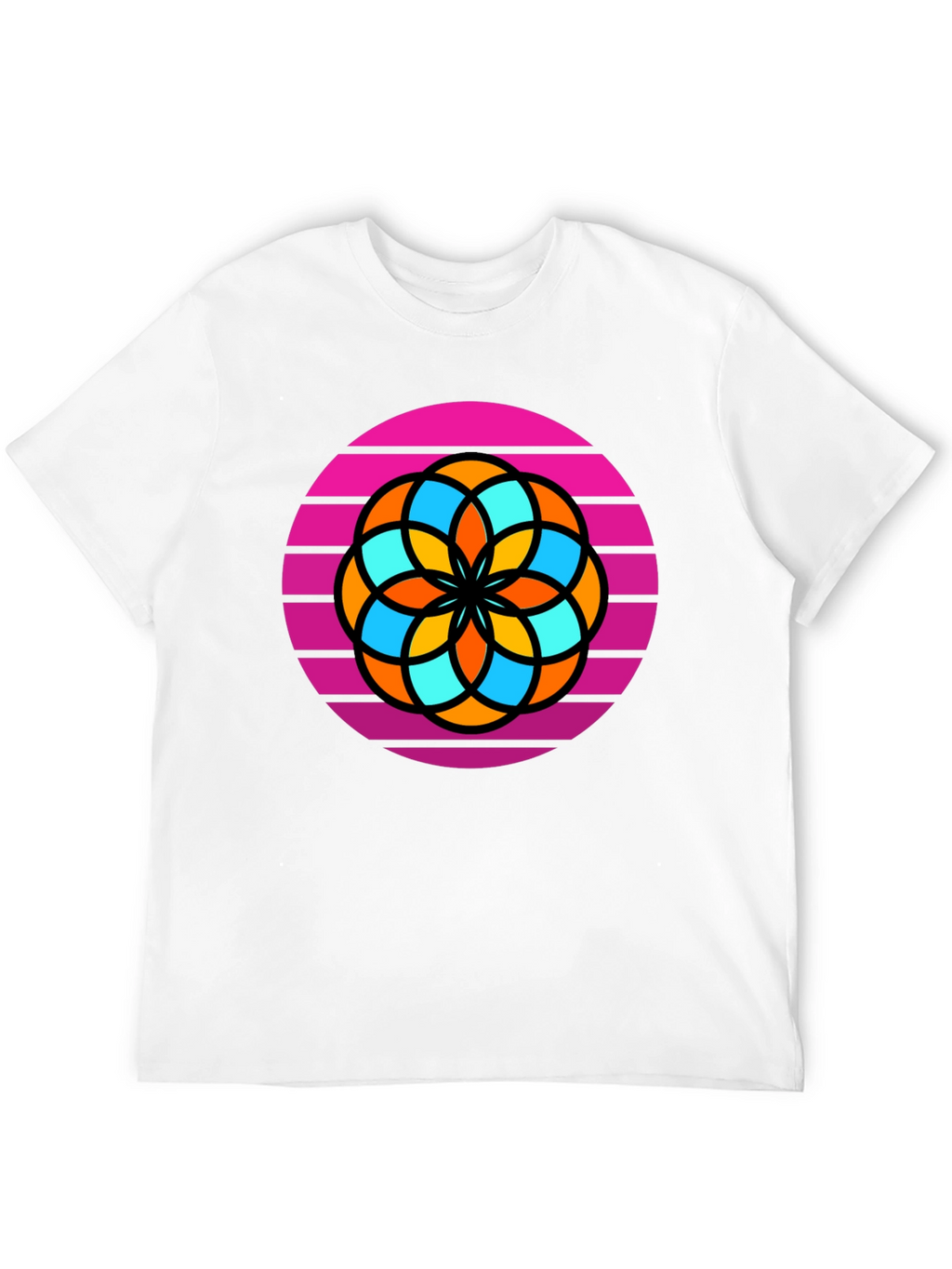 Retro Flower Graphic Tee - Mens Black T-Shirt