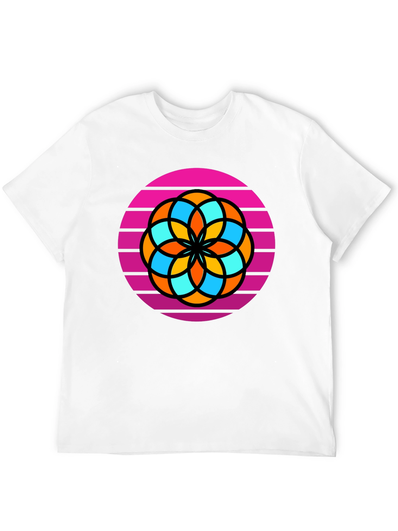 Retro Flower Graphic Tee - Mens Black T-Shirt