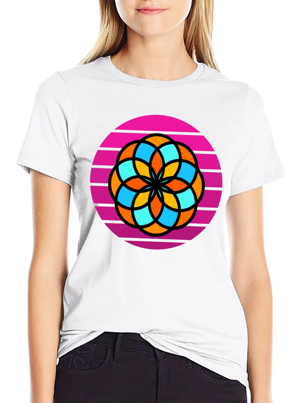 Retro Flower Graphic Tee - Mens Black T-Shirt