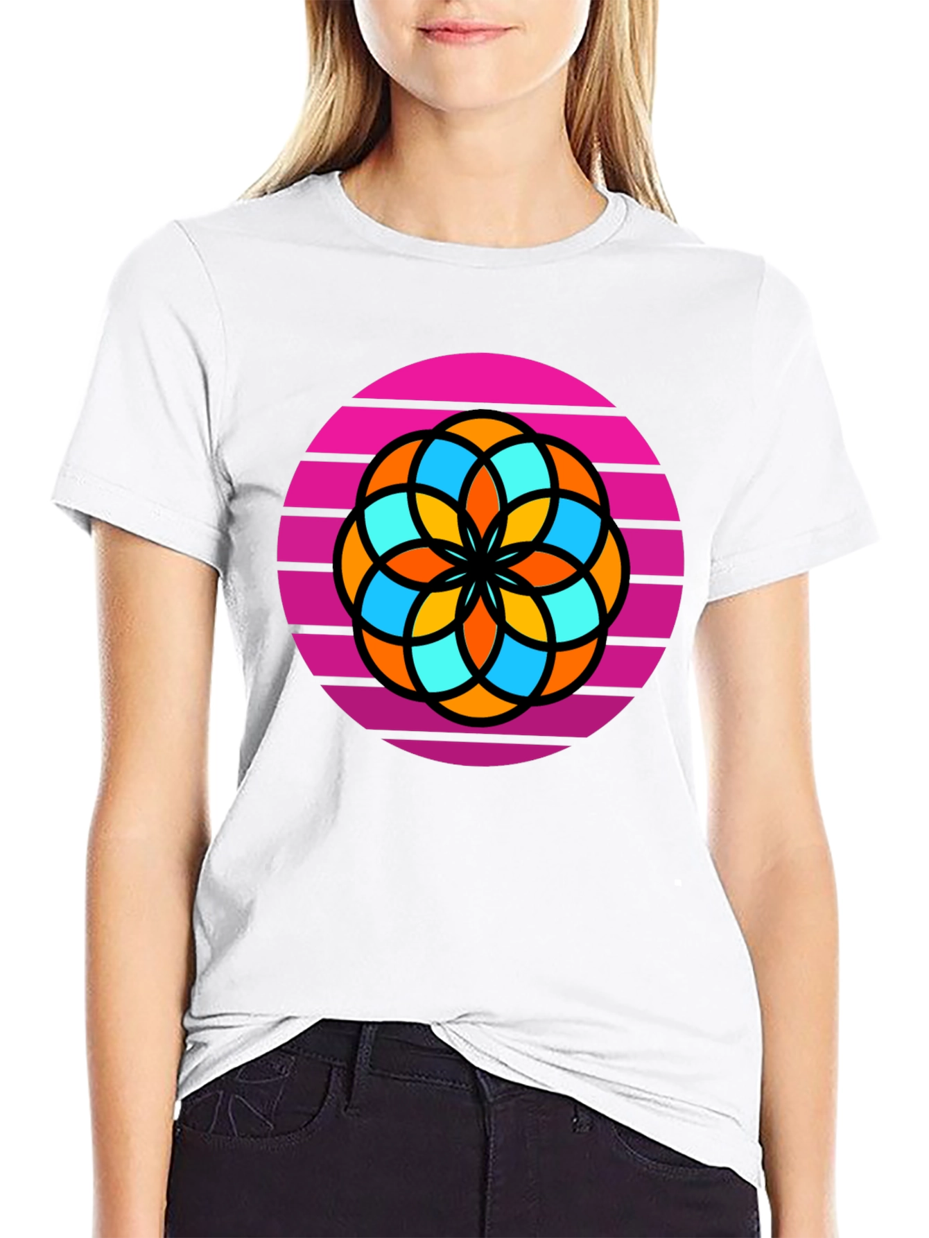Retro Flower Graphic Tee - Mens Black T-Shirt