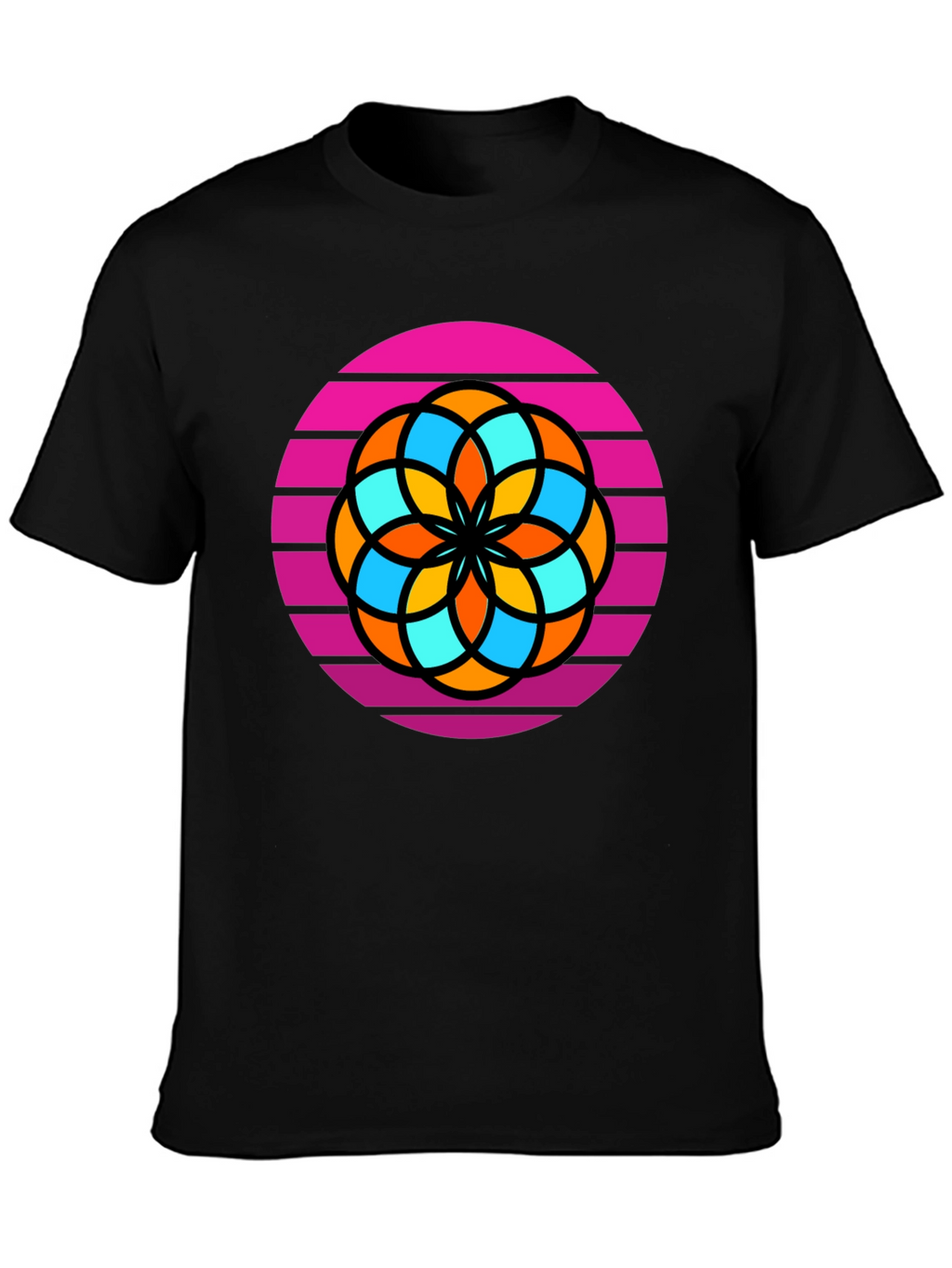 Retro Flower Graphic Tee - Mens Black T-Shirt