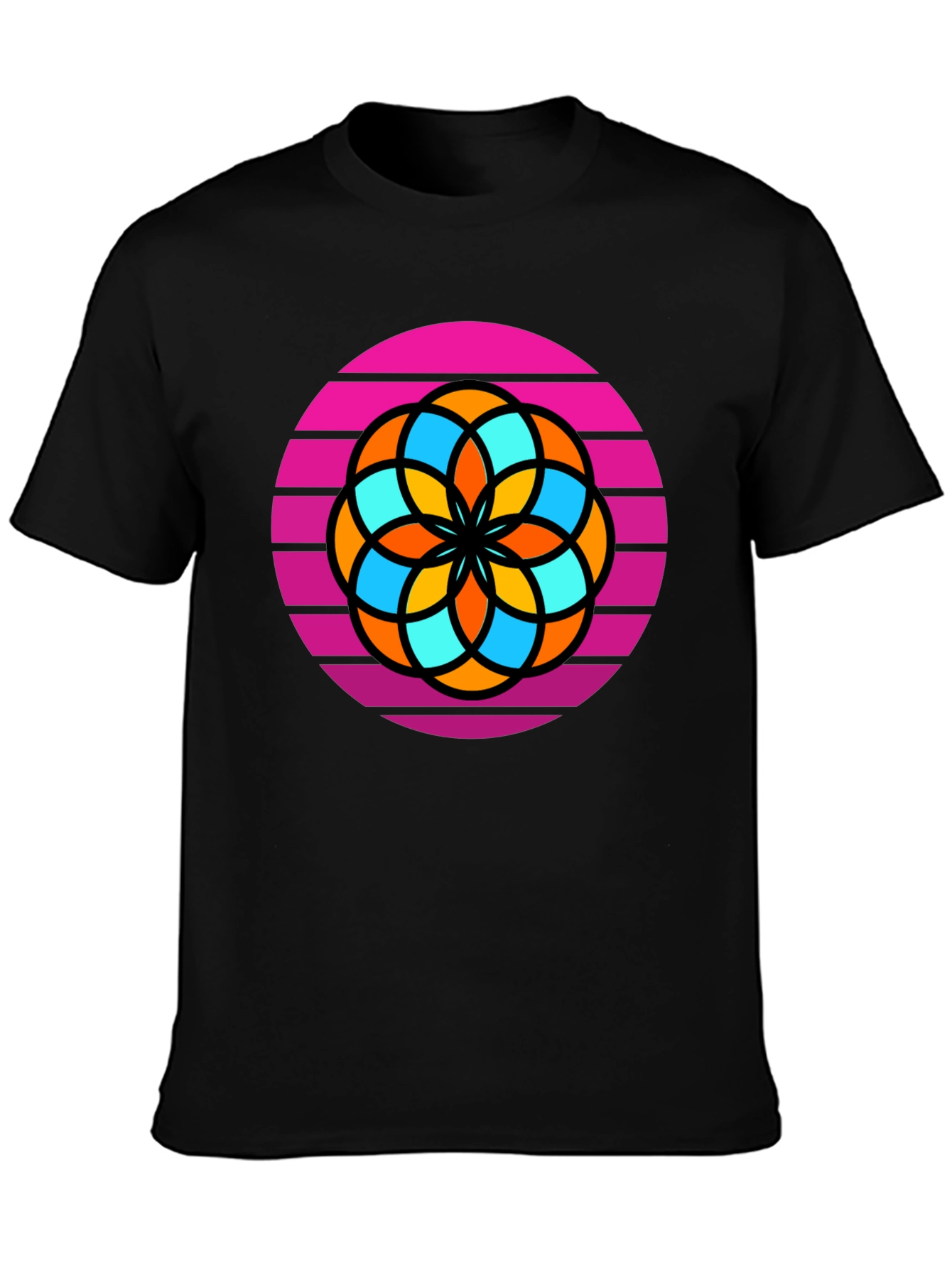 Retro Flower Graphic Tee - Mens Black T-Shirt