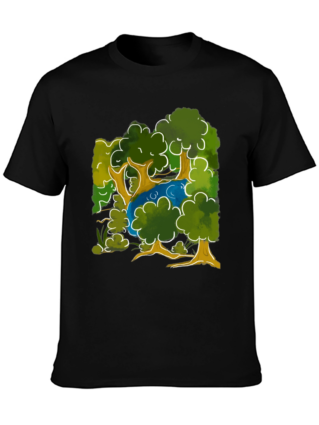 Nature Scene Graphic Tee - Black Cotton