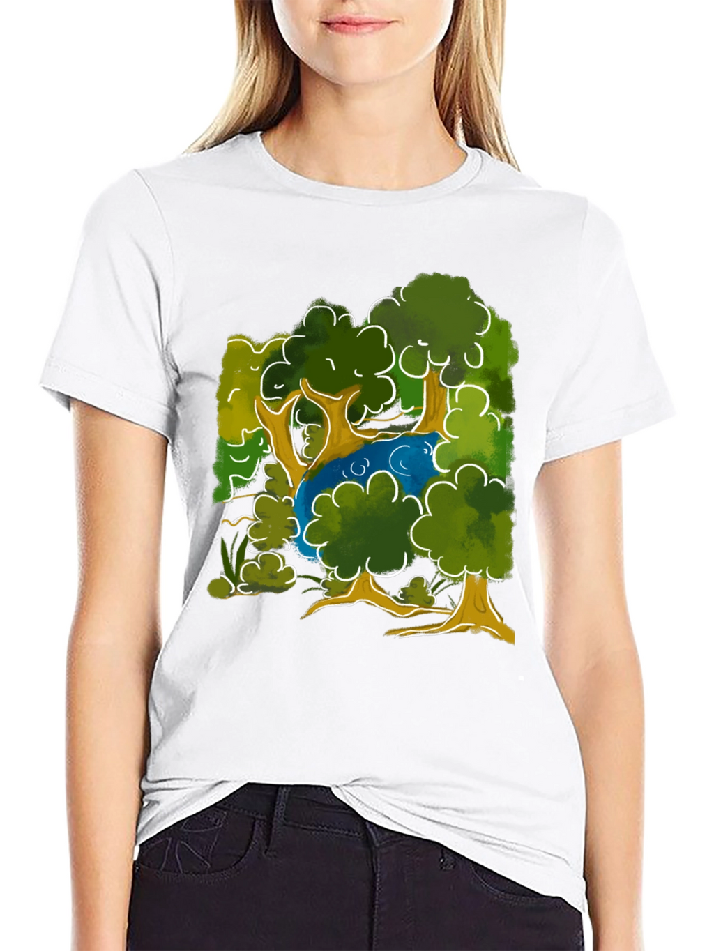 Nature Scene Graphic Tee - Black Cotton