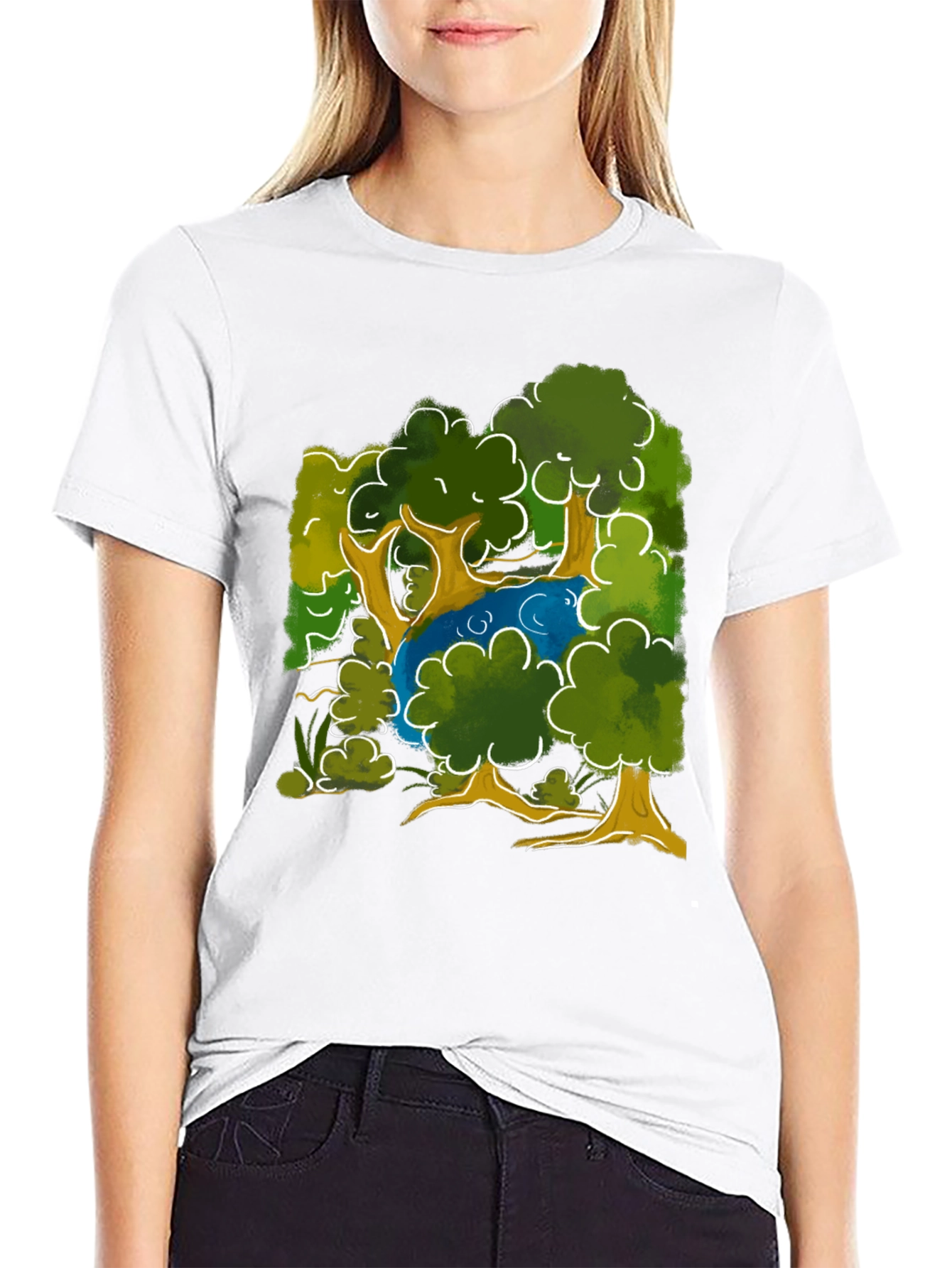 Nature Scene Graphic Tee - Black Cotton