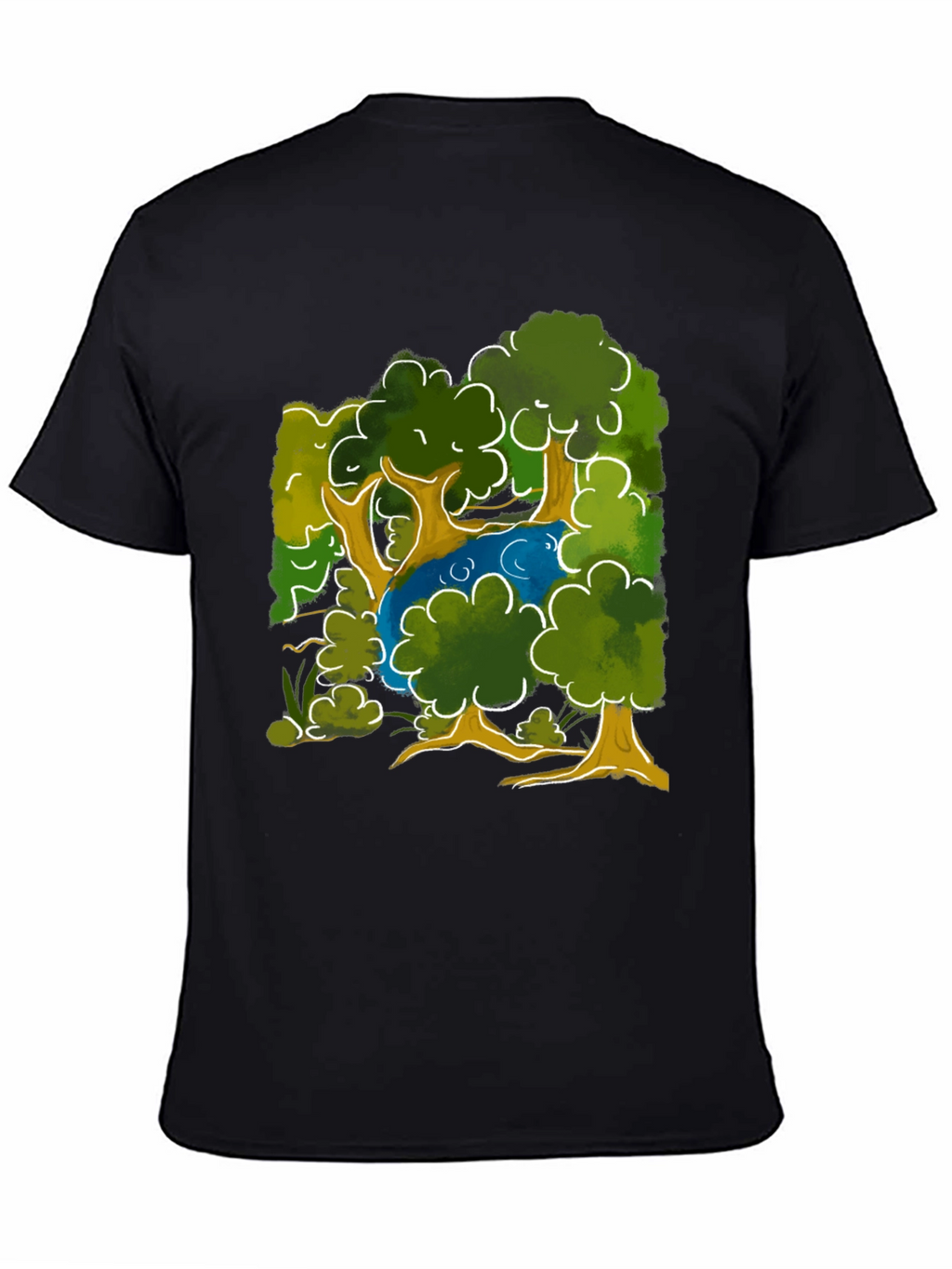 Nature Scene Graphic Tee - Black Cotton