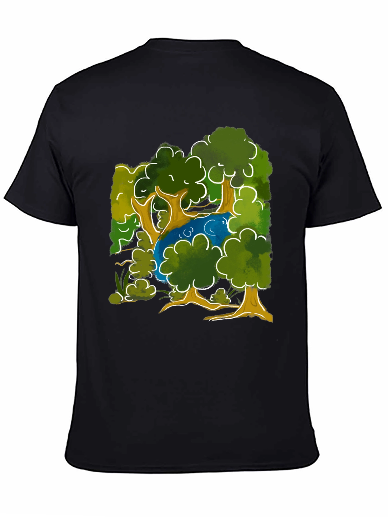 Nature Scene Graphic Tee - Black Cotton